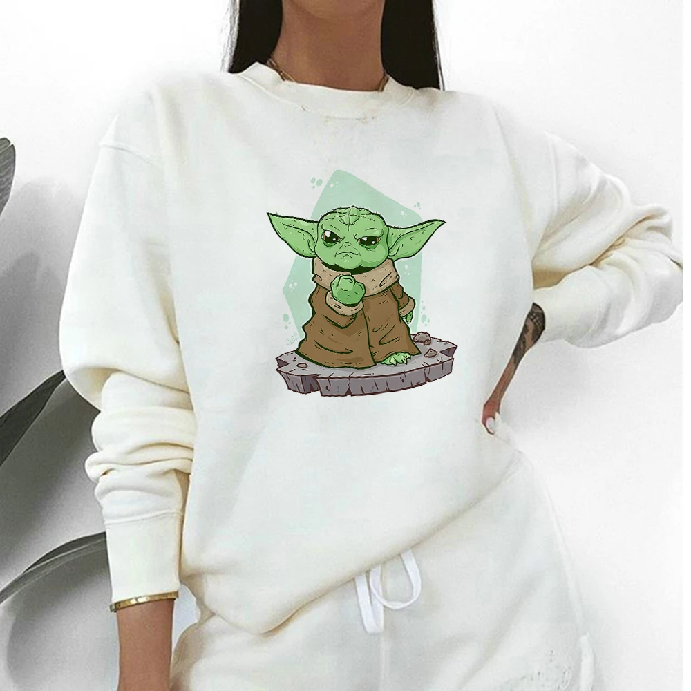 

Yoda Baby Girl Power Sweatshirt 2021 Autumn Aesthetic Hoodie Disney Mandalorian Printed Adventure Time Sporty Chic Y2K Drop Ship