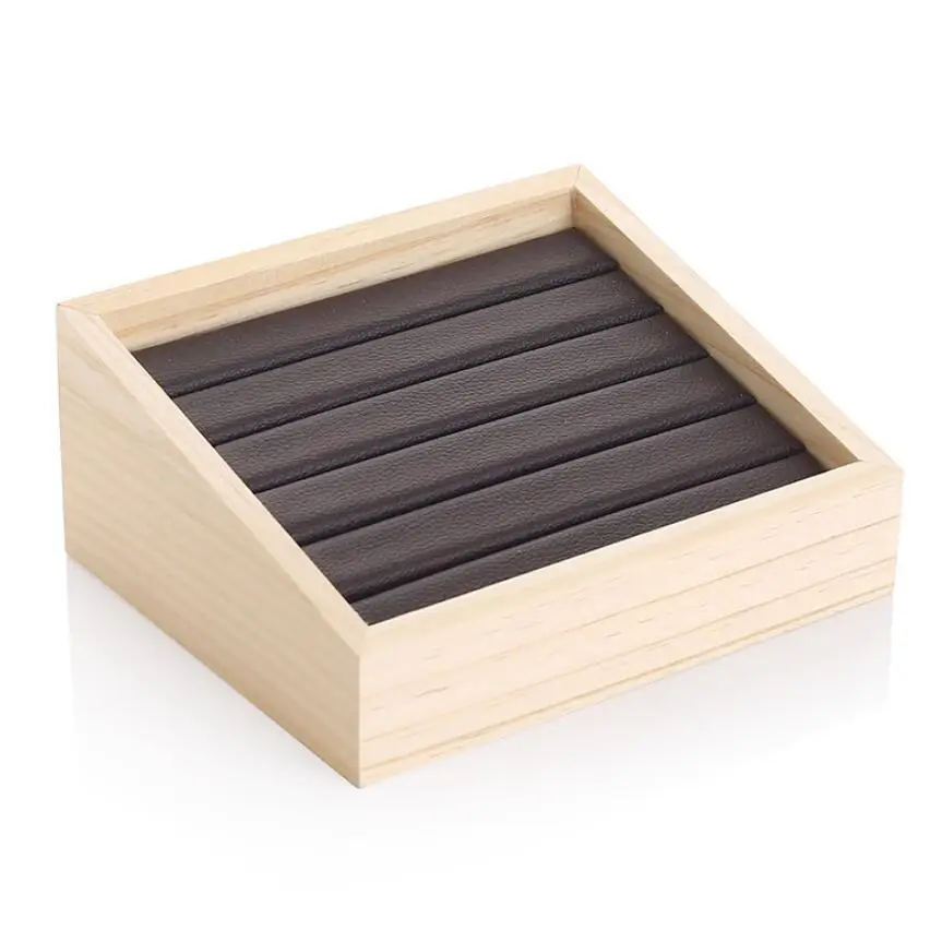 

Wood Velvet Ring Earrings Organizer Ear Studs Jewelry Display Stand Holder Rack Showcase Plate Fashion Jewelry Box Case Casket