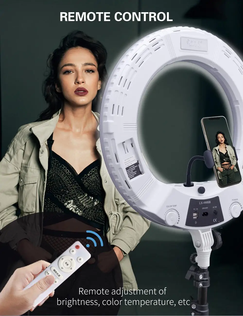 

Selfie Ring Light with Tripod 18 inch Yidoblo LX-480SII Led Video Studio Light for Phone Camera for Youtube Makeup Ring Light