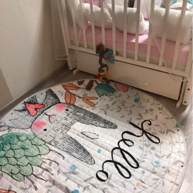 Мягкий детский ковер 150 см игровой коврик с мультяшным кроликом и животными