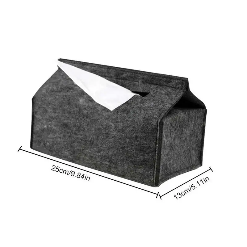 

Tissue Box Household Trays Simple Wool Felt Tissue Case Black/Gray Solid Color Car Paper Towel Pumping Container
