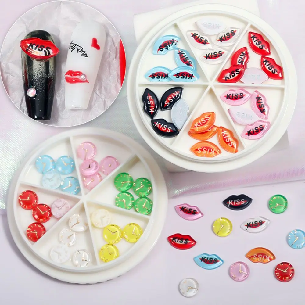 

Fashion Manicure Charms Resin Lips Nail Jewelry Clock Diamond Ornament DIY Nail Art 3D Nail Art Decoration
