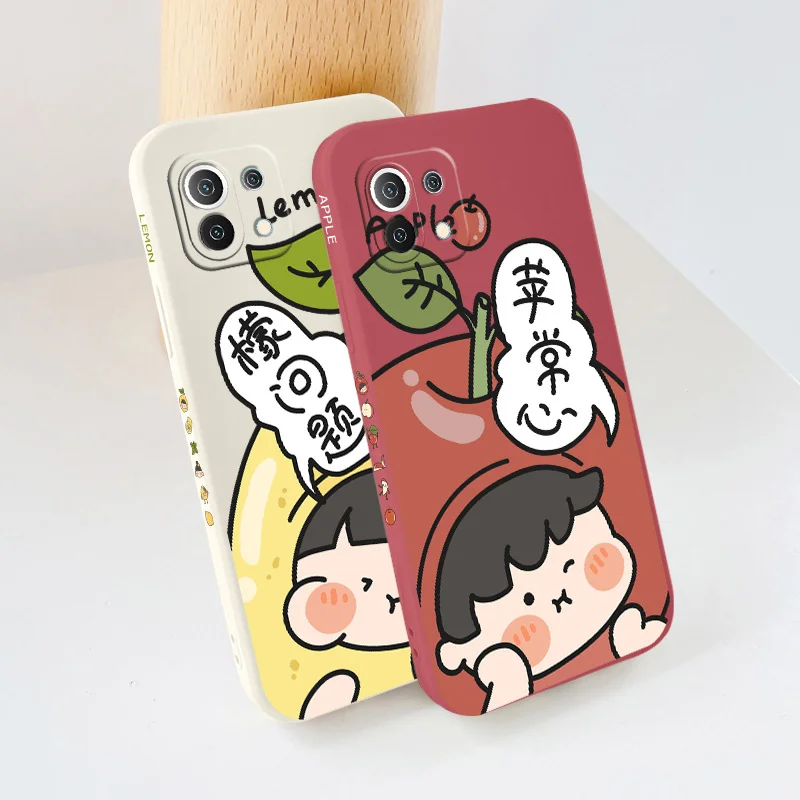 

Sweet Apple Case For Xiaomi Mi 11 10T 10 lite 9T Note 10 Redmi Note 10 9 9T 8 8Pro 7 7Pro 9 9A K40 K30 Liquid Silicone