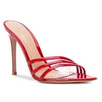 2021 summer women sandals fashion thin heels pointed toe slippers cross straps pvc transparent stiletto heel slipper slides pump