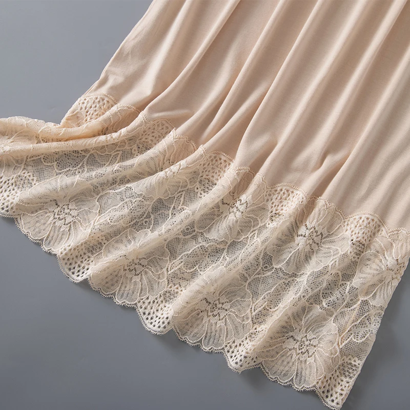 Базовая Нижняя юбка из модала Женская средней длины Кружевная короткая без