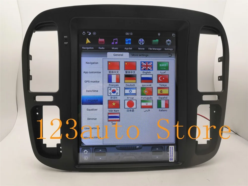 12,1 дюймов вертикальный PX6 Tesla стиль Android 8,1 автомобильный DVD gps навигационный плеер для TOYOTA LAND CRUISER LC100 LEXUS LX470 1999-2002