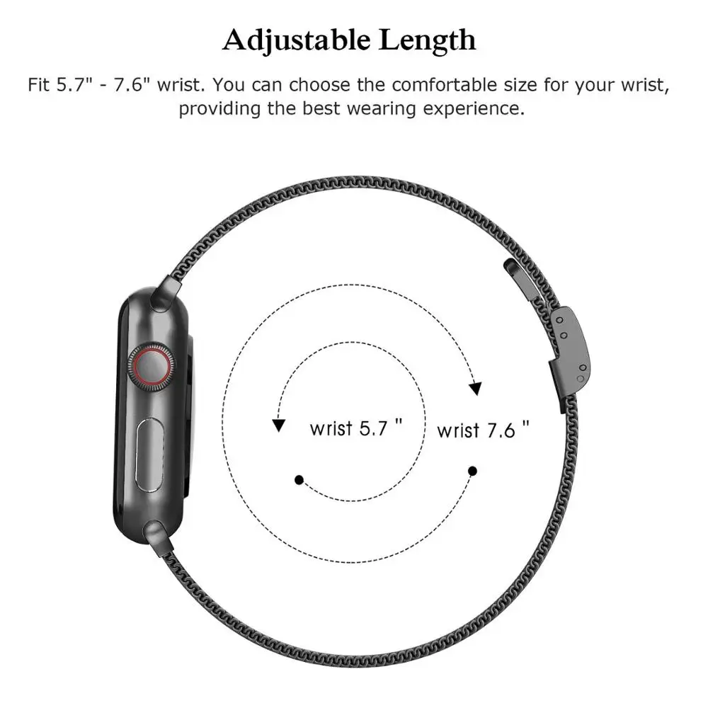 Ремешок Миланская петля для Apple Watch 5 band 40 мм iWatch 38 тонкий металлический браслет из