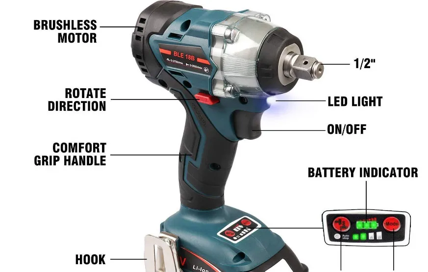 Для динамометрического ключа Makita отвертка угловая шлифовальная машина 18 в бесщеточный мотор Аккумуляторный ударный гайковерт Ударная дрель(любой