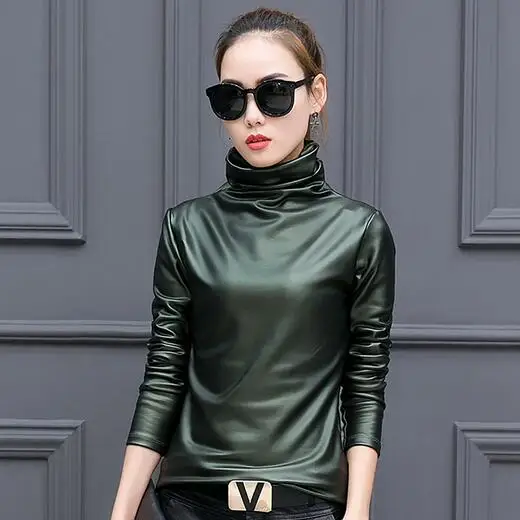 Европейский Панк размера плюс женская блузка осенняя Водолазка с длинным