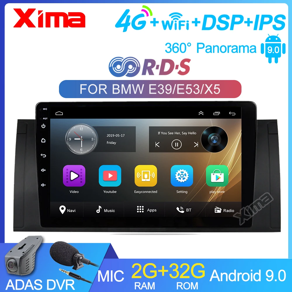 Автомагнитола XIMA 2Din мультимедийный видеоплеер с Android 9 0 4 G LTE для BMW 5 E39 E53 X5 1995-2006 |