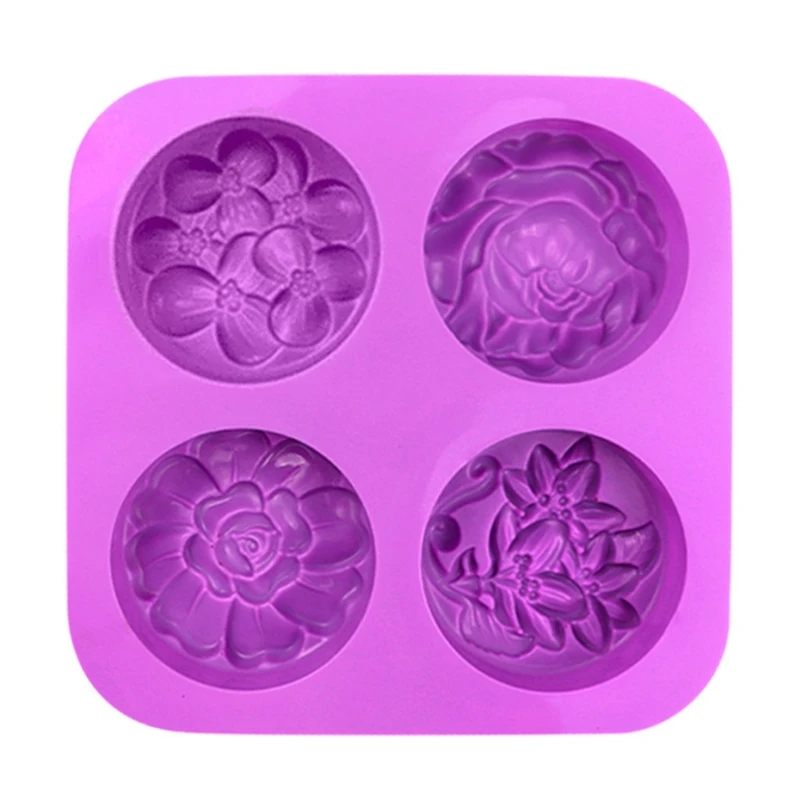 

4 Holes Flower Silicone Soap Mold DIY Homemade Soap Molds Muffin Pudding Jelly Brownie Cake Chocolate Decorating