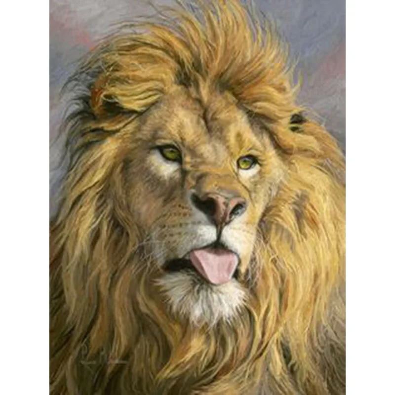 

Full Square Diamond Painting Beautiful Roaring Lion Rhinestones Diamond Embroidery Animal Mosaic Picture Home Decor