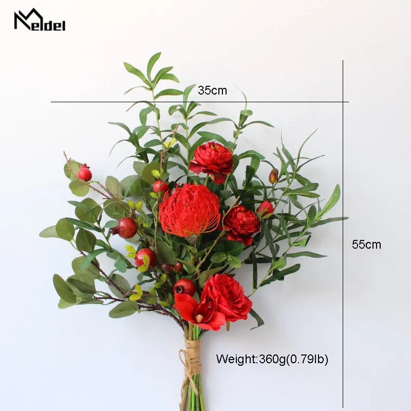 Свадебный букет Meldel ручной работы розовые цветы бело красные свадебные