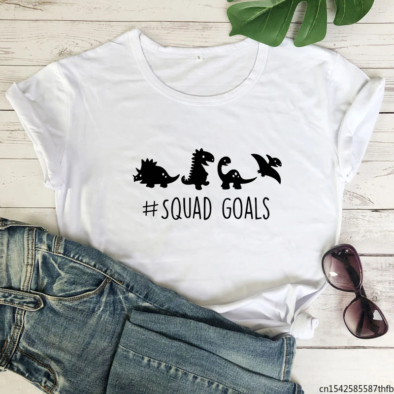 

Squad Goals T-shirt Cute Dinosaur Graphic Tees Tops Funny Women Short Sleeve Tumblr Hipster Tshirt Streetwear