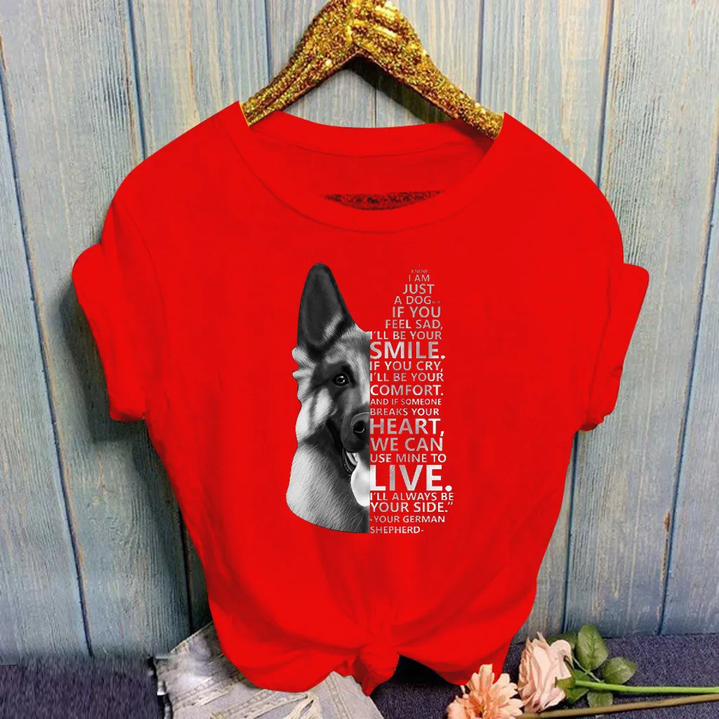 Женская Повседневная футболка с круглым вырезом и надписью I JUST A DOG IF YOU SAD топ