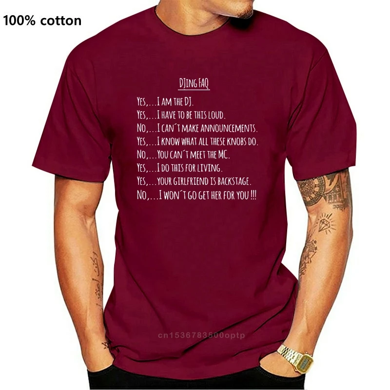 

New Printed Djing Faq Back T Shirt For Mens Natural Anti-Wrinkle O-Neck Solid Color Adult T-Shirts 2021 Camisas Shirt