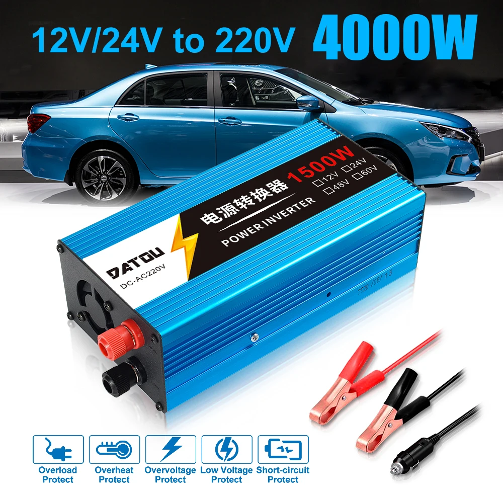 Автомобильный Инвертор 1500 Вт модифицированная Синусоидальная мощность 12 в 24 В до