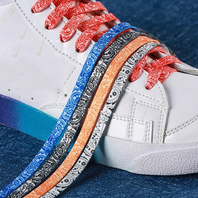 High Quality Cashew Flowers Shoelaces 100/120/140cm Women Men Red Black Blue Hand-painted Sports Casual Basketball Shoes Laces