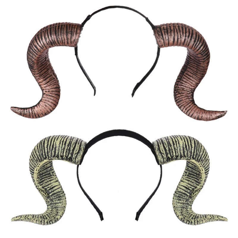 Женский обруч для волос готический с искусственной антилопой и рогом овцы