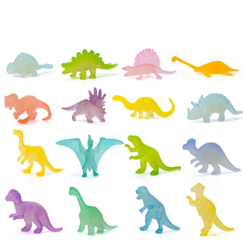 

16pcs Luminous Mini Dinosaur Model Toy Plastic Glow in the Dark Decoration Children Boy Gift
