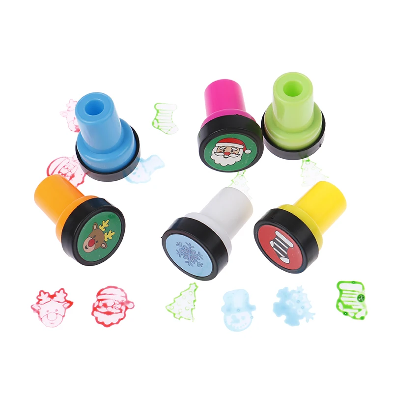 

1PC/2PCS/5PCS/PACK Christmas Self-Inking Stamps Toys Kids DIY Hand-Painted Graffiti Children Gift Toy Random Style