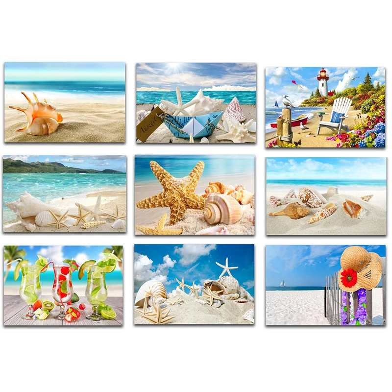 

full square 5D DIY Diamond painting Cross stitch seaside landscape Diamond embroidery beach Round Diamond mosaic starfish RS2025