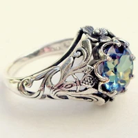 vintage womens jewelry 925 sterling silver rings 1 76ct mystic rainbow topaz diamond antique gemstone ring wedding band