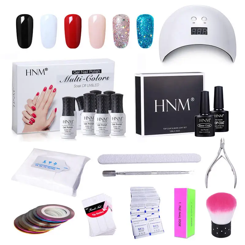 HNM UV Gel Nail Polish Lamp Tools Set Soak Off LED Arts Primer Manicure Base Top Coat | Красота и здоровье