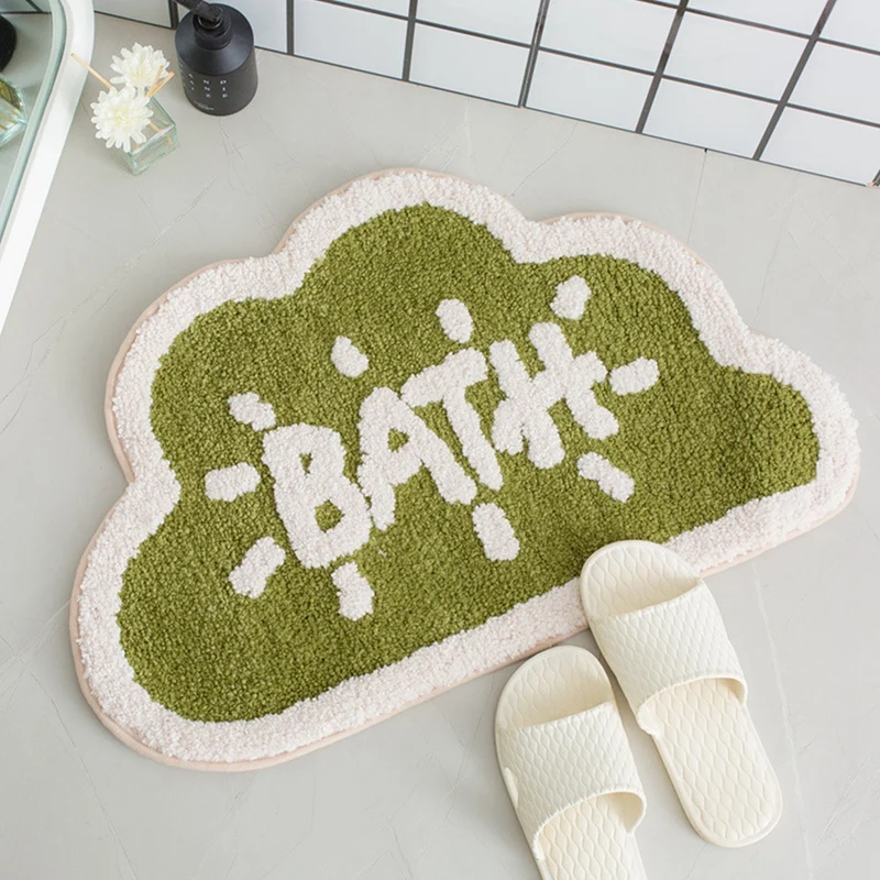 

the New Thickened BATH Cloud Flocking Cartoon Door Mat, Home Bathroom Absorbent Non-Slip Floor Mat