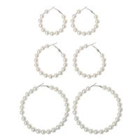 elegant white pearls hoop earrings women oversize pearl circle fashion jewelry