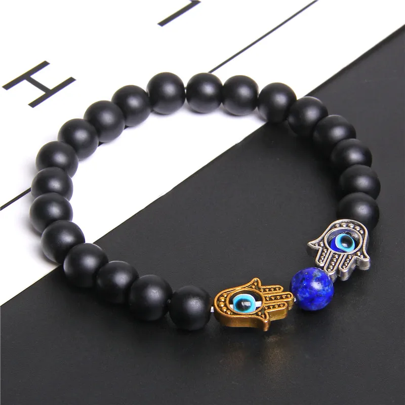 Новейший микро usb адаптер 7 Чакра браслет Натуральный камень черный из ониксовых