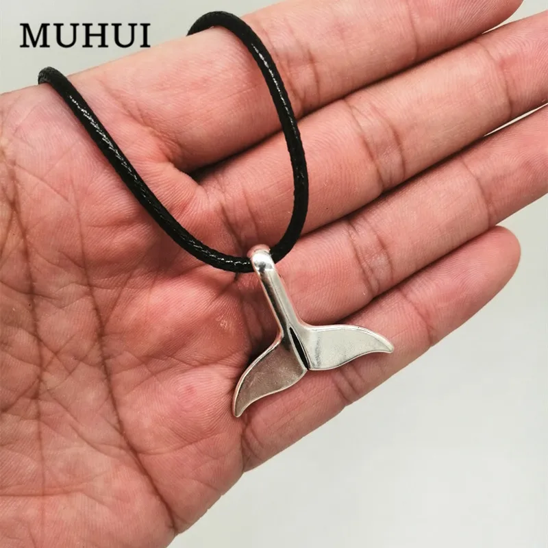 

Free Shipping 2019 Fashion Dolphin Tail Pendant Choker Necklace For Women Men Jewelry Collares 19334