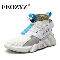 feozyz 2021 new breathable high top running shoes men fashion sneakers knitting casual sock shoes