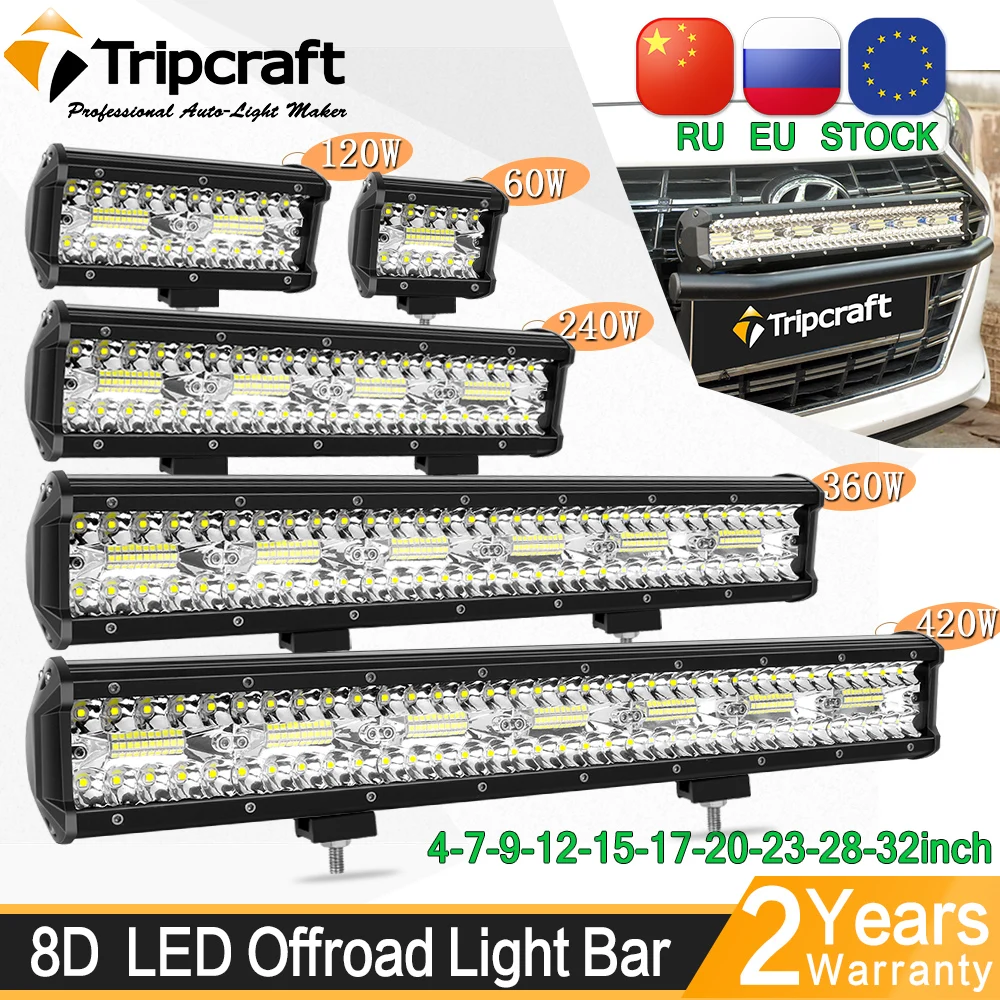 TRIPCRAFT 3Rows LED Bar 4-28 inch LED Light Bar LED Work Light combo beam for Car Tractor Boat OffRoad 4x4 Truck SUV ATV 12V 24V