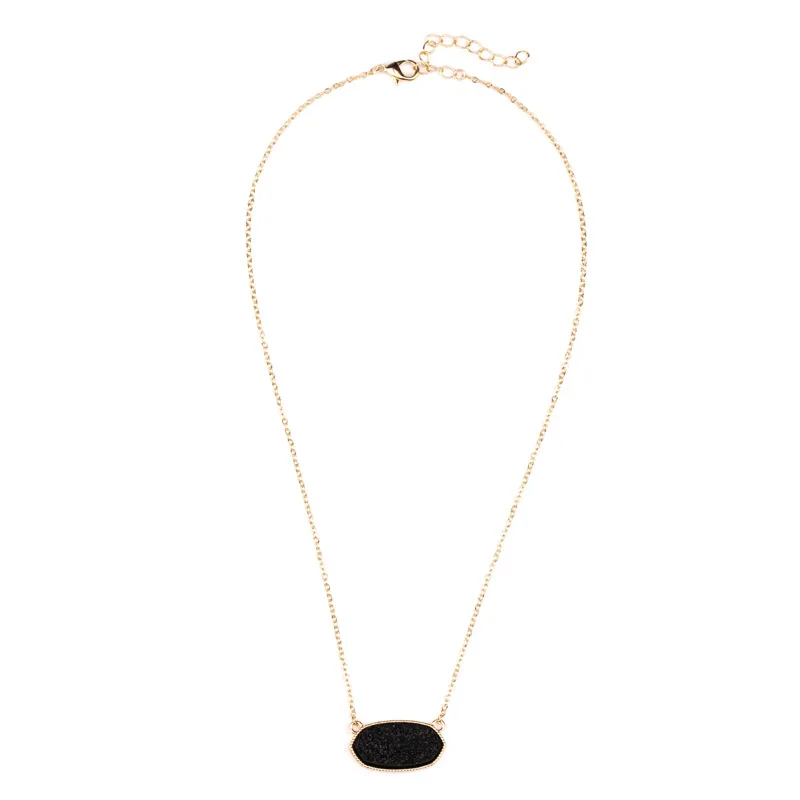 Druzy Drusy, ожерелья с кулоном, шестигранная смола, золотой воротник, модный бренд, Женские Ювелирные изделия, вечерние, свадебные, для свиданий, подарок - Окраска металла: black