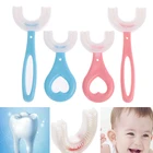 Детская зубная щетка, U-образная детская зубная щетка для чистки ротовой полости, для детей 2-12 лет