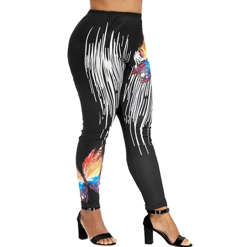 Модные женские штаны для йоги и бега с высокой талией тянущиеся леггинсы принтом