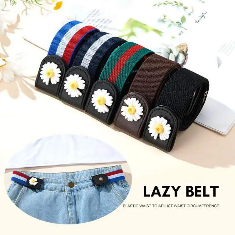 Пряжка бесплатно Эластичный ремень для джинсов брюк унисекс Невидимый без