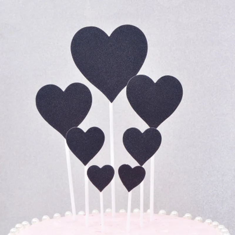 7 шт./компл. Топпер для торта в форме сердца из красного золота с зубочисткой