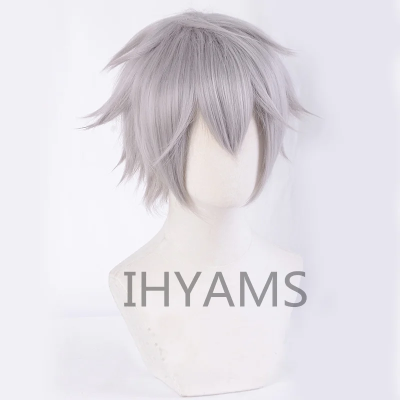 Парик для косплея из аниме-игры EVA Nagisa Kaworu Короткие Смешанные серые термостойкие