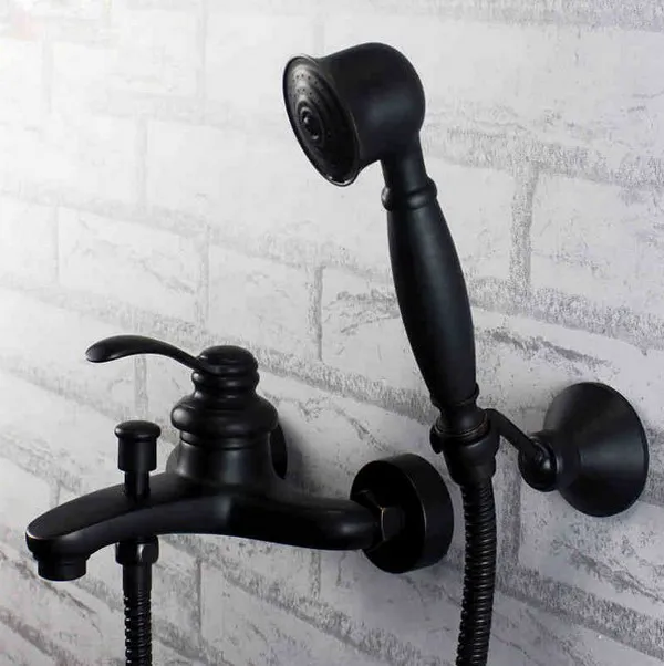 Black oil Antique Brass Single Handle Wall Mount Bathtub Faucet with Handheld Shower Set +1500MM Hose Mixer Tap 2tf027