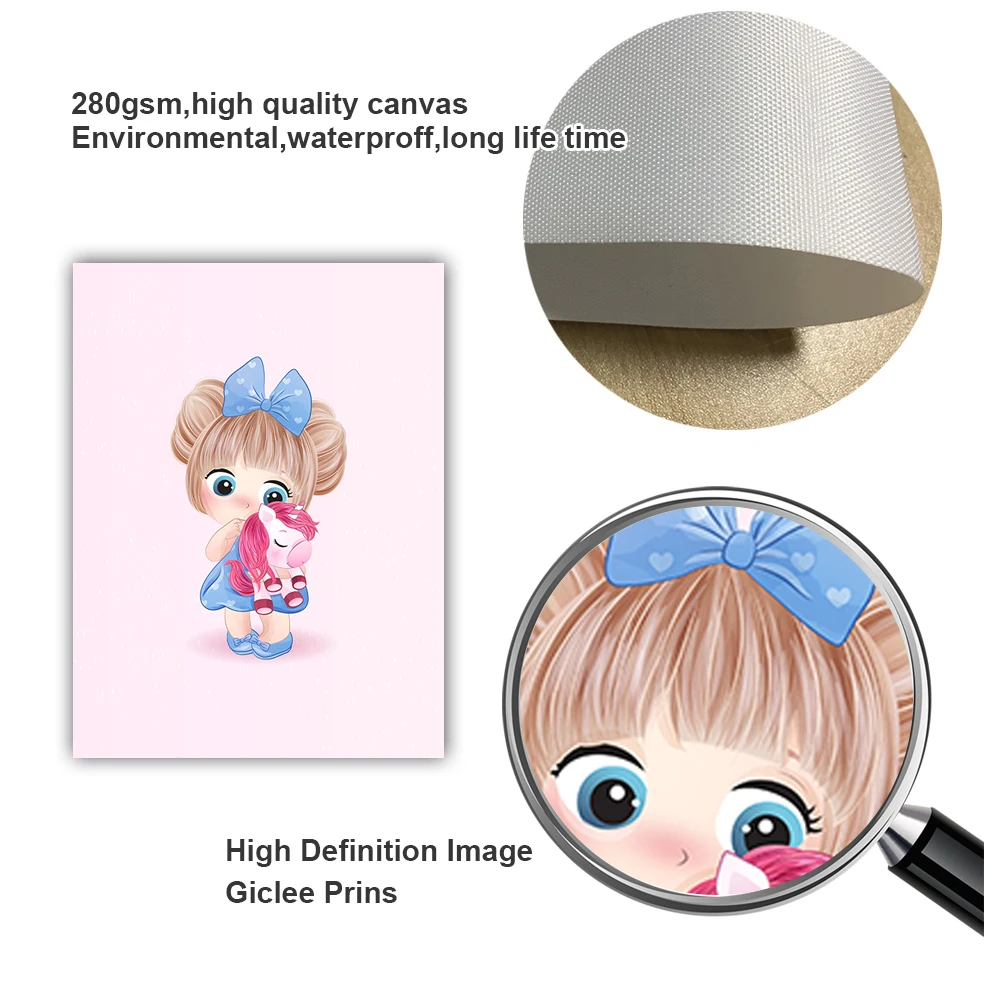 Милые животные цветные единороги каракули девушка детская настенная Картина на