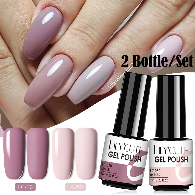 

LILYCUTE 7 мл 2 шт./компл. Гель-лак для ногтей розовое золото блестящий матовый эффект стойкий отмачиваемый УФ Гибридный лак дизайн ногтей