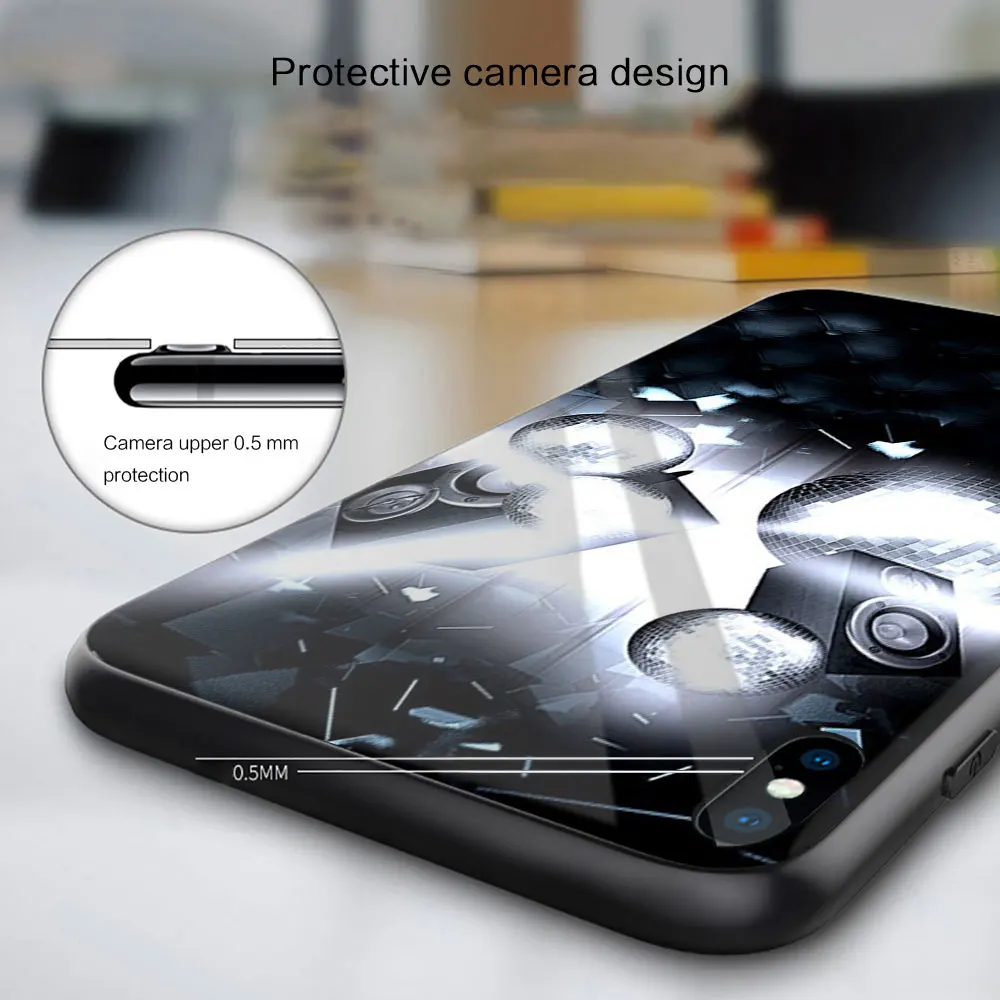 

Glass Soft Silicone Balck Case Shell for iPhone 12 11 Pro X XS Max XR 8 7 6 Plus SE 2020 S Cover ddj dj music background