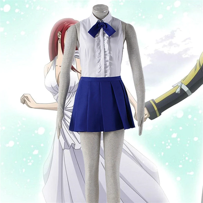 

Anime Fairy Tail Cosplay Costume Erza Scarlet Cosplay Costumes Halloween Clothes For Women Top+skirt+tie