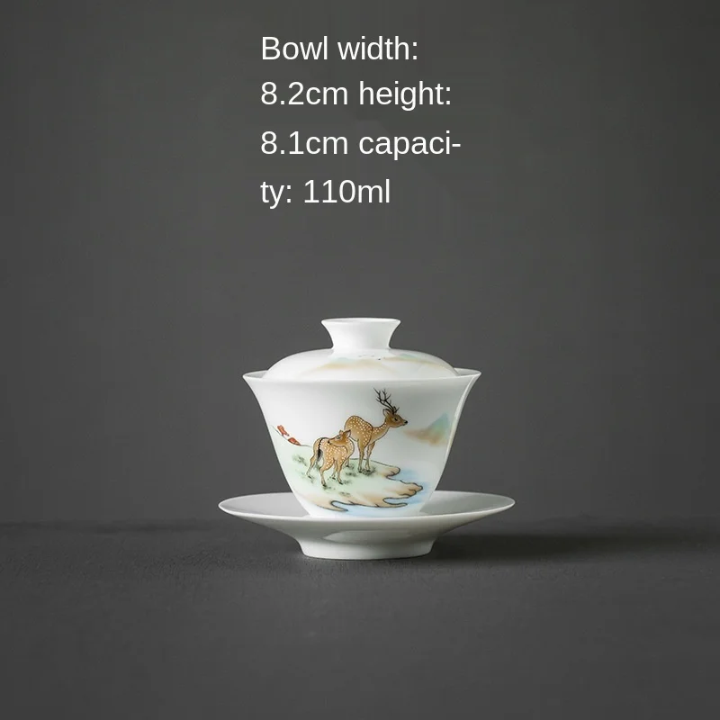 

Tureen Gaiwan Egg-Shell Porcelain Tea Brewing Bowl Large Porcelain Kung Fu Tea Set Custom Direct Sales Gaiwan Handpainted