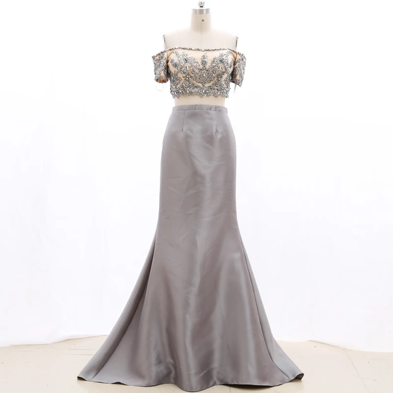 

Kiss White Bridal Stock Clean Instock Dresses Two Pieces Mermaid Prom Dresses Long Evening Party Gown 210220-006