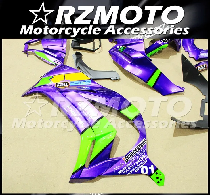 4 подарки ABS Обтекатели комплект подходит для kawasaki Ninja ZX-10R 2011 2012 2013 10R, возрастом 11, 12, 13, 14, 15, корпус пурпурного цвета в комплекте; вечерний комплект из зеленых