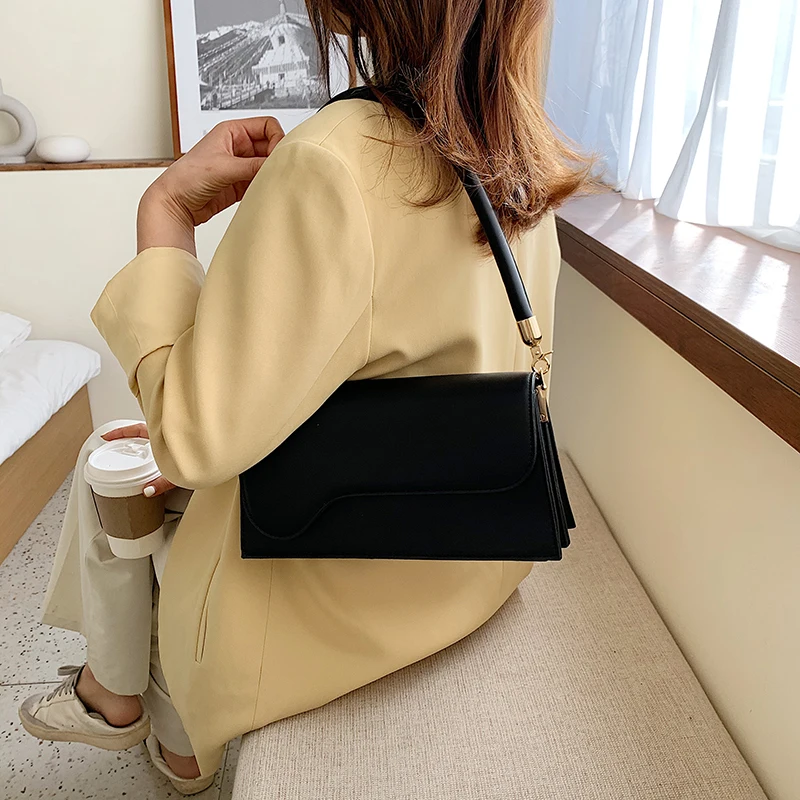 

Simple Style High Quality PU Leather Shoulder Bags for Women 2021 Elegant Baguette Bag Crossbody Travel Hand Bag Sac A Main