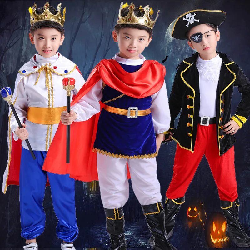 

2021 New Children Halloween Costumes Boys Cosplay Suit Pirate King Role-playing Prince Performance Clothes